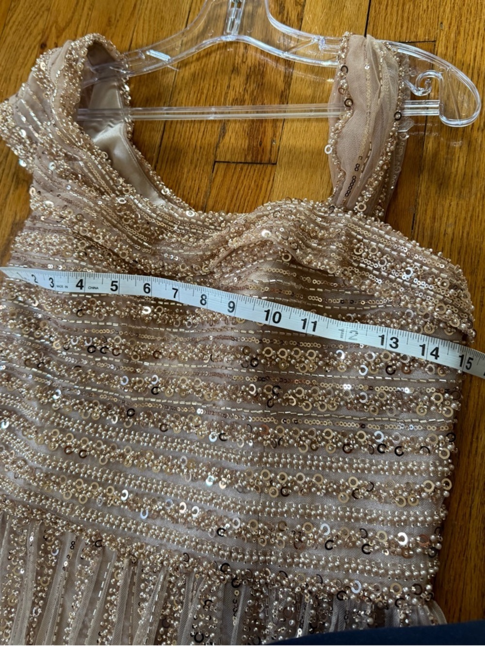 Ladivine CD0238 Gold Beaded Prom Dress Size 10 Floor Length Formal Gown - Picture 10 of 11